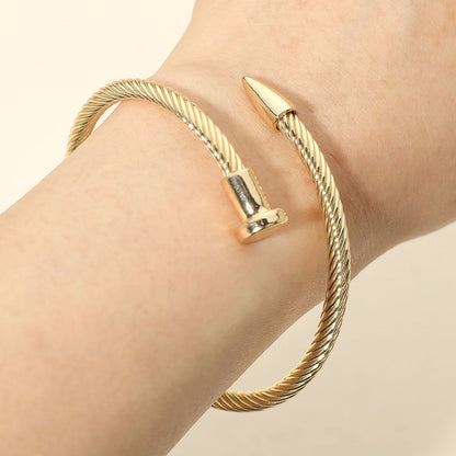 Madeline Love Gold Twisted Cable Nailhead Wrap Bangle Bracelet - Bracelets