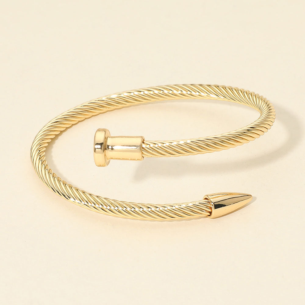Madeline Love Gold Twisted Cable Nailhead Wrap Bangle Bracelet - Bracelets - desc