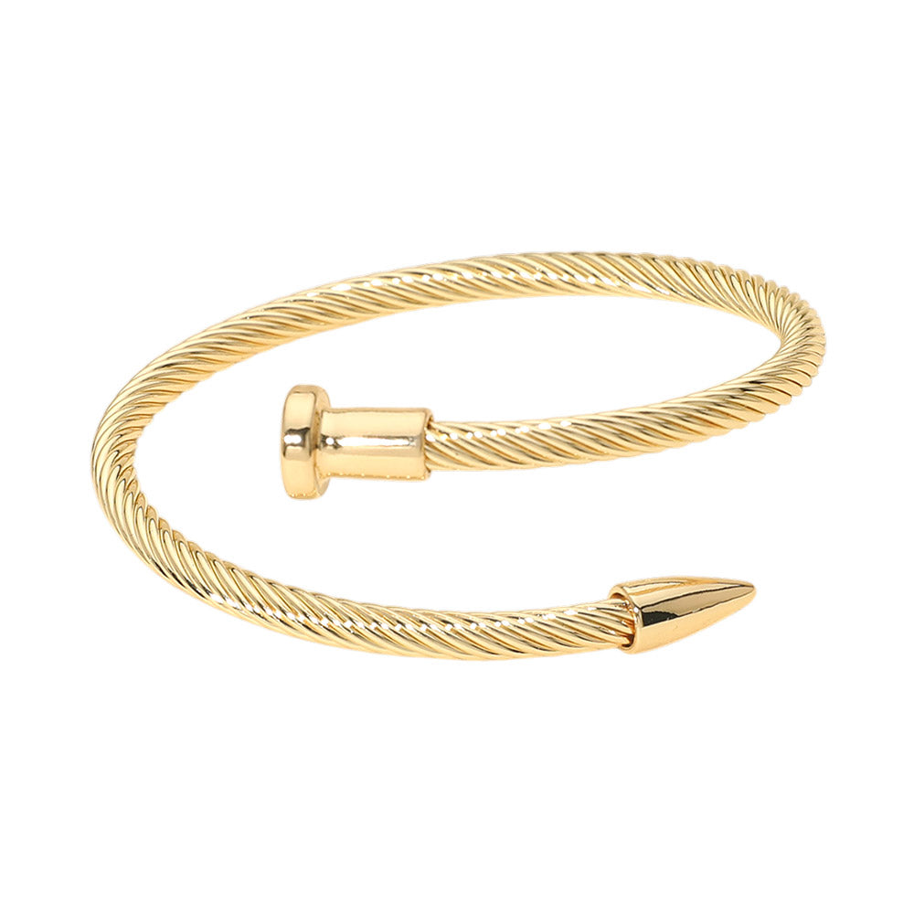 Madeline Love Gold Twisted Cable Nailhead Wrap Bangle Bracelet - Bracelets - extra