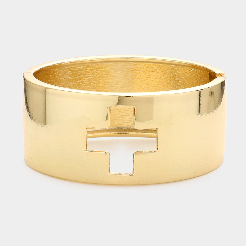 Madeline Love Gold Hinged metal square cross bracelet - Bracelets