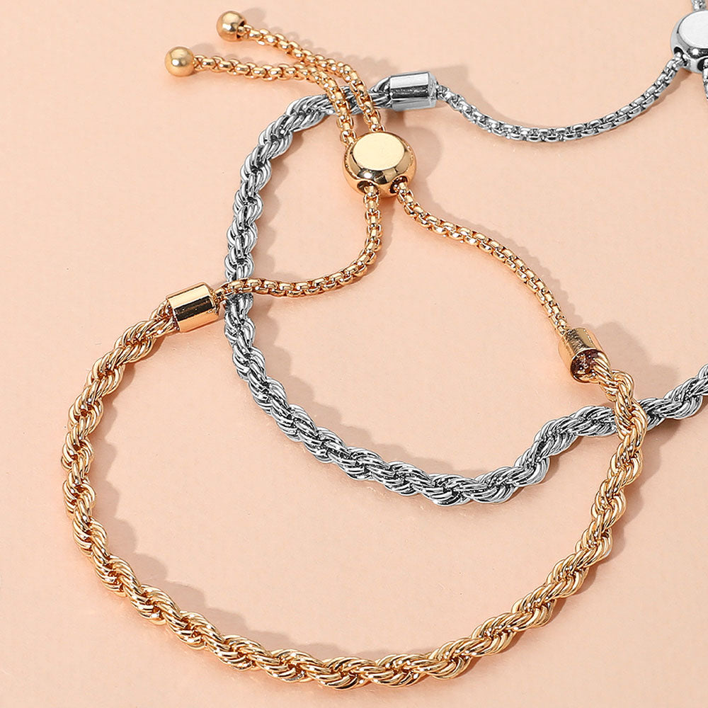 Madeline Love Gold Metal Rope Adjustable Cinch Pull Tie Bracelet - Bracelets
