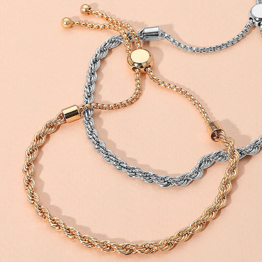 Madeline Love Gold Metal Rope Adjustable Cinch Pull Tie Bracelet - Bracelets