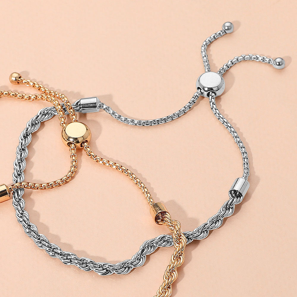 Madeline Love Rhodium Metal Rope Adjustable Cinch Pull Tie Bracelet - Bracelets
