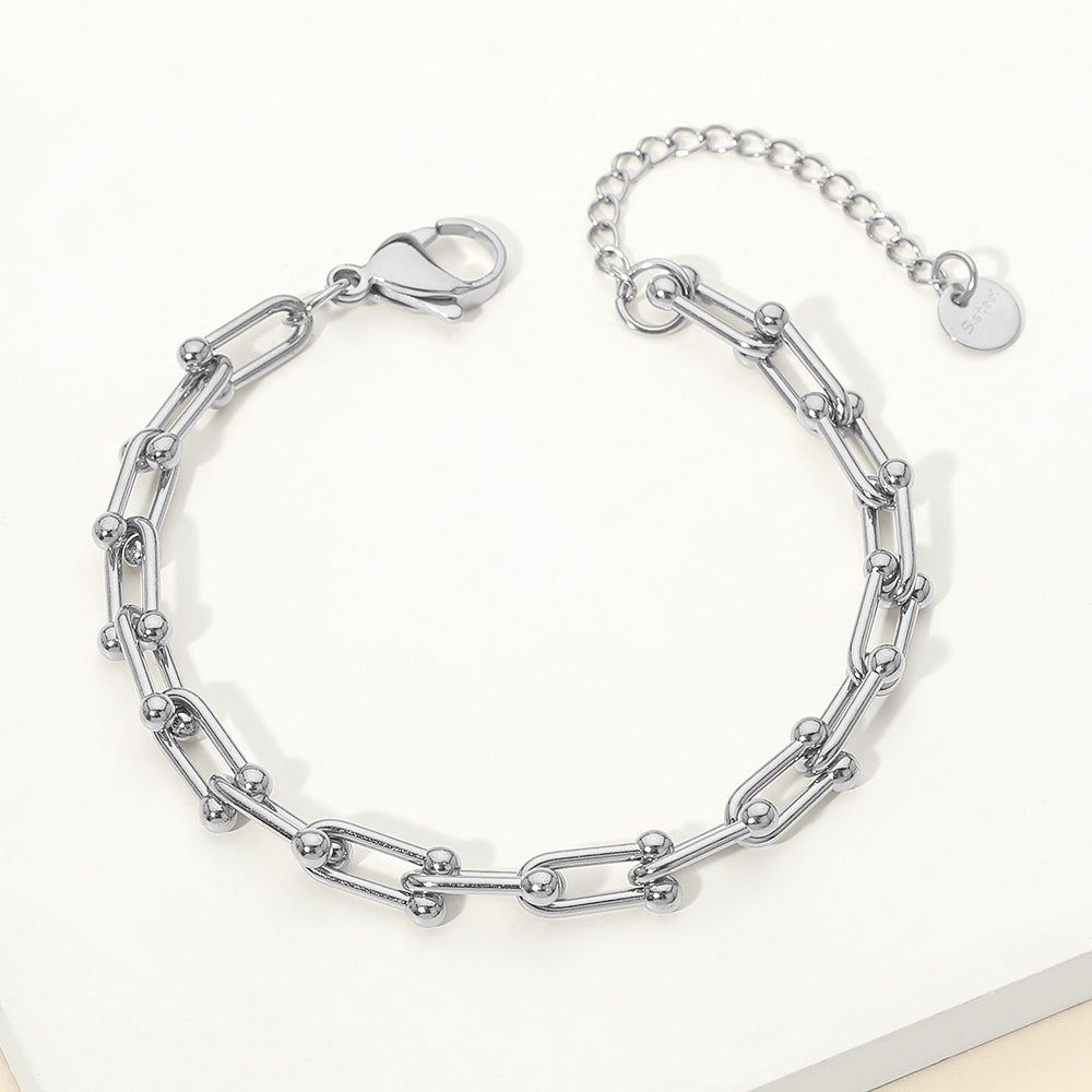 Madeline Love Silver Stainless Steel Industrial Link Chain Bracelet