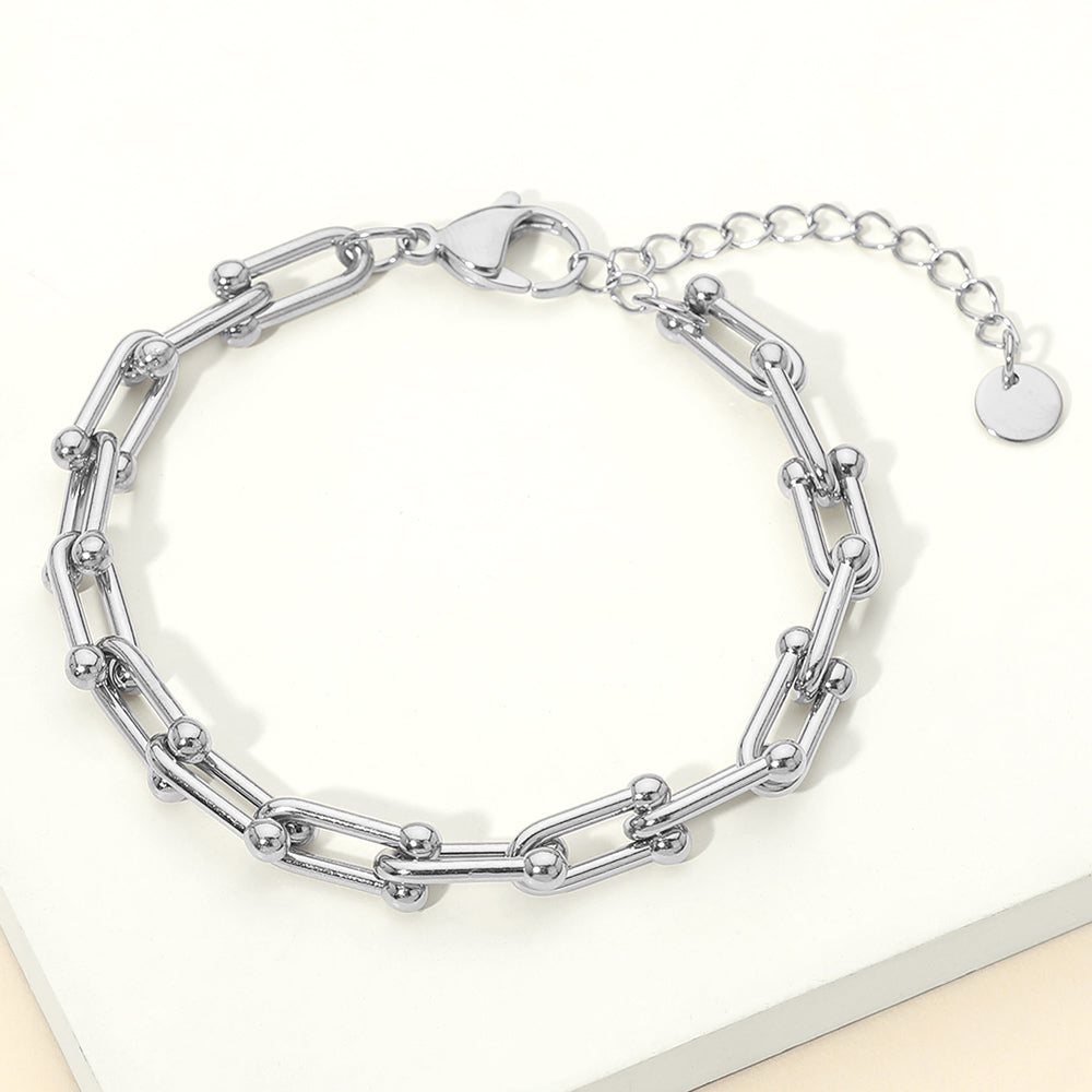 Madeline Love Silver Stainless Steel Industrial Link Chain Bracelet