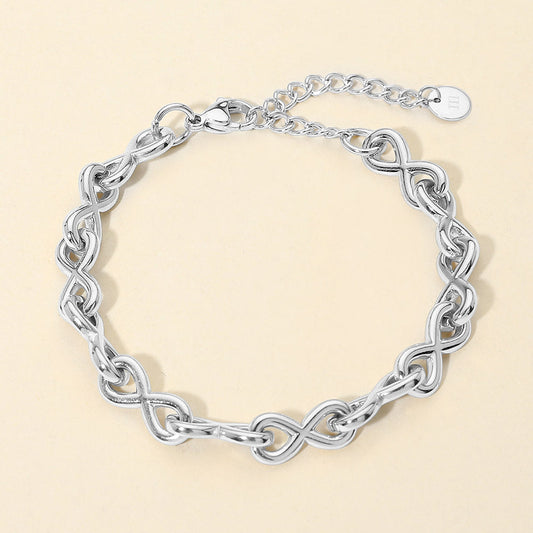 Madeline Love Silver Stainless Steel Infinity Link Chain Bracelet
