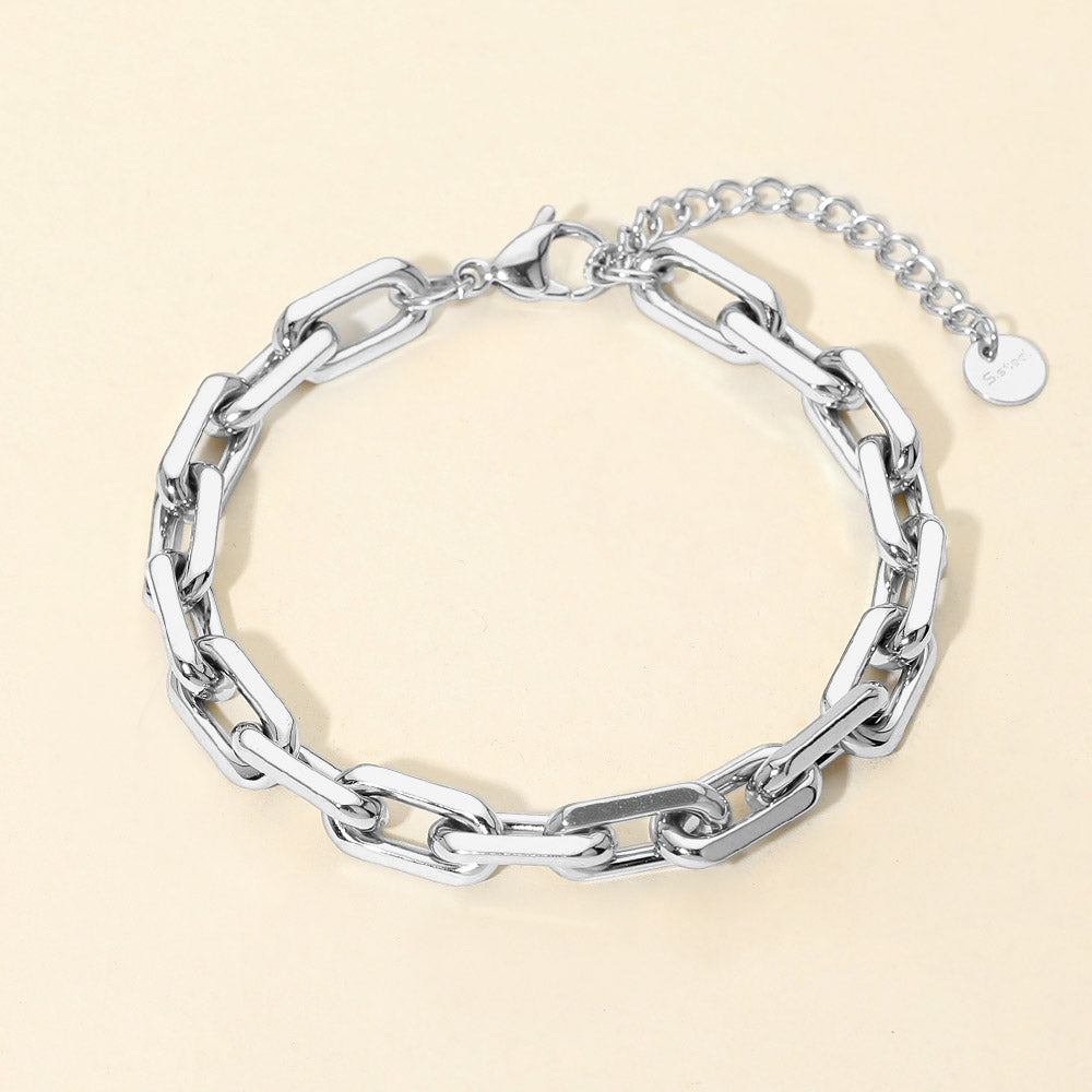 Madeline Love Silver Stainless Steel Paperclip Chain Bracelet