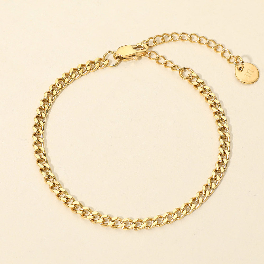 Madeline Love Gold Stainless Steel Slim Cuban Chain Bracelet