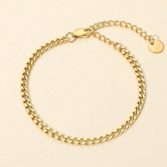 Madeline Love Gold Stainless Steel Slim Cuban Chain Bracelet