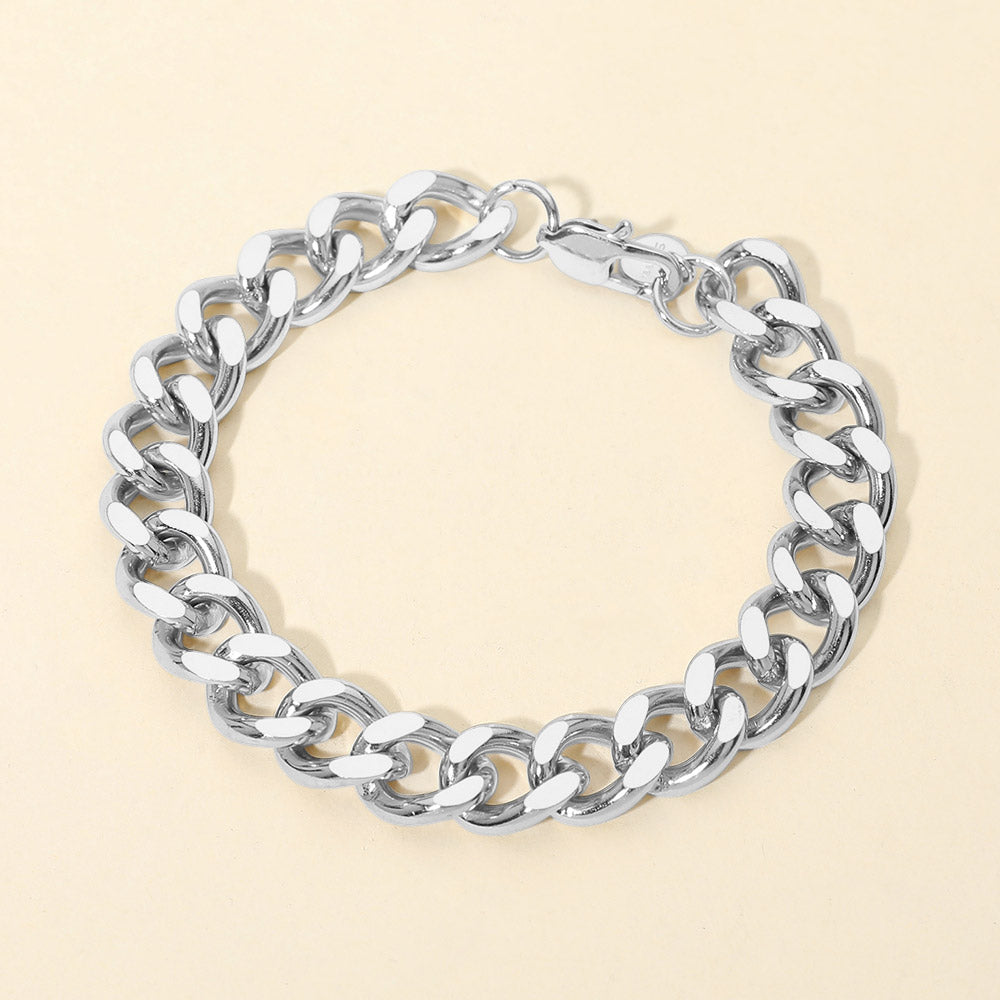Madeline Love Silver Stainless Steel Heavy Cuban Chain Bracelet