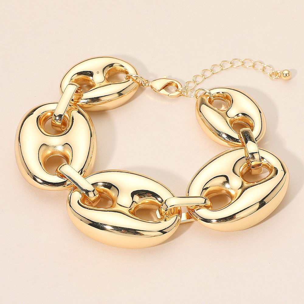 Madeline Love Gold Puffy Metal Mariner Link Statement Bracelet