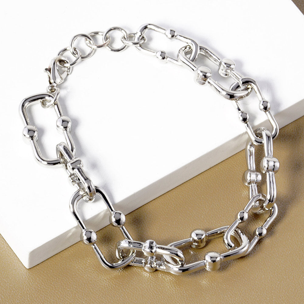 Madeline Love Rhodium White Gold Dipped Hardware Metal Chain Bracelet