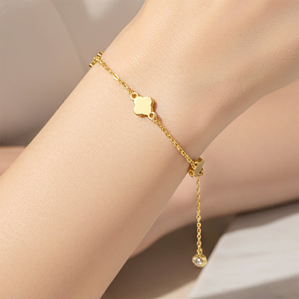 Madeline Love Gold Gold Dipped Quatrefoil Charm Station Link Bracelet