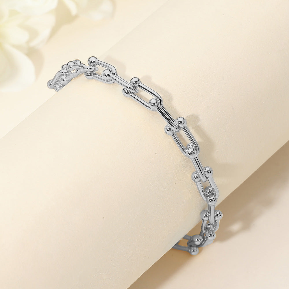 Madeline Love Silver Stainless Steel Industrial Link Chain Bracelet