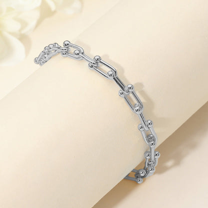 Madeline Love Silver Stainless Steel Industrial Link Chain Bracelet