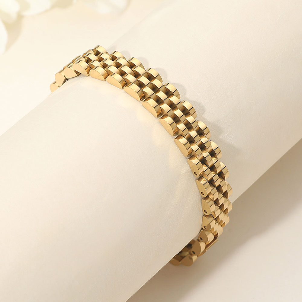 Madeline Love Gold Gold Dipped Stainless Steel Jubilee Style Link Chain Bracelet