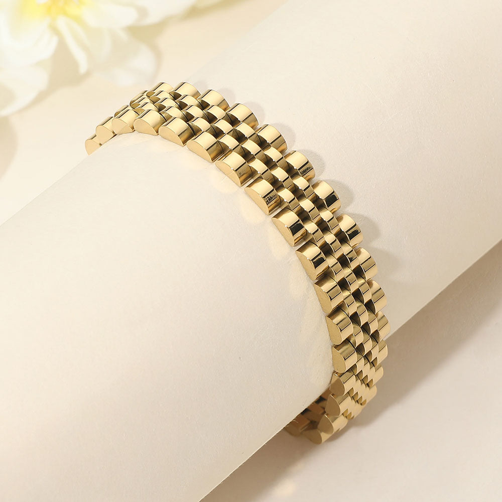 Madeline Love Gold Gold Dipped Stainless Steel Jubilee Style Link Chain Bracelet