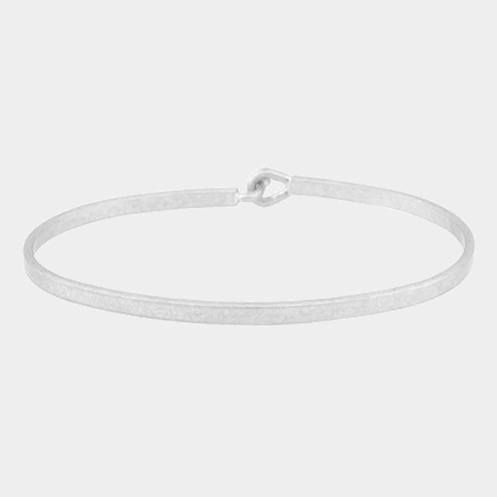 Madeline Love Worn Silver Brass Thin Metal Hook Bracelet - Bracelets