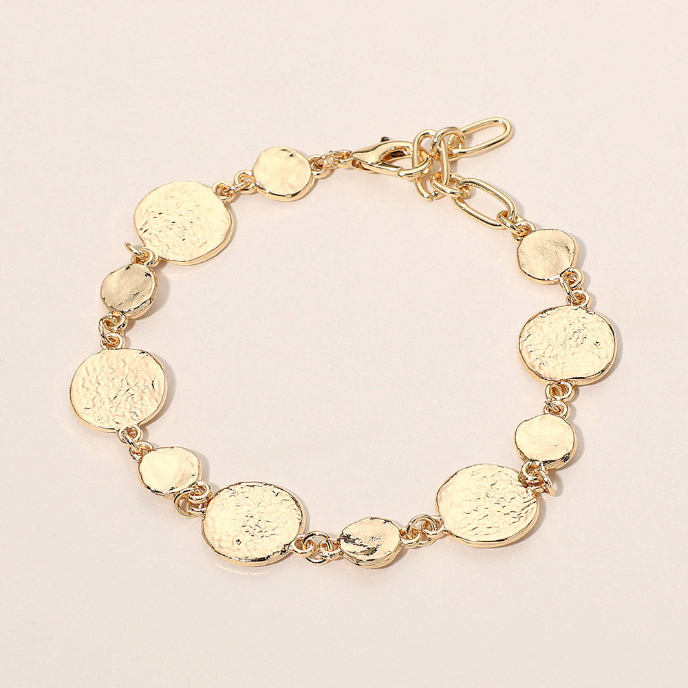 Madeline Love Gold Textured Metal Disc Link Bracelet