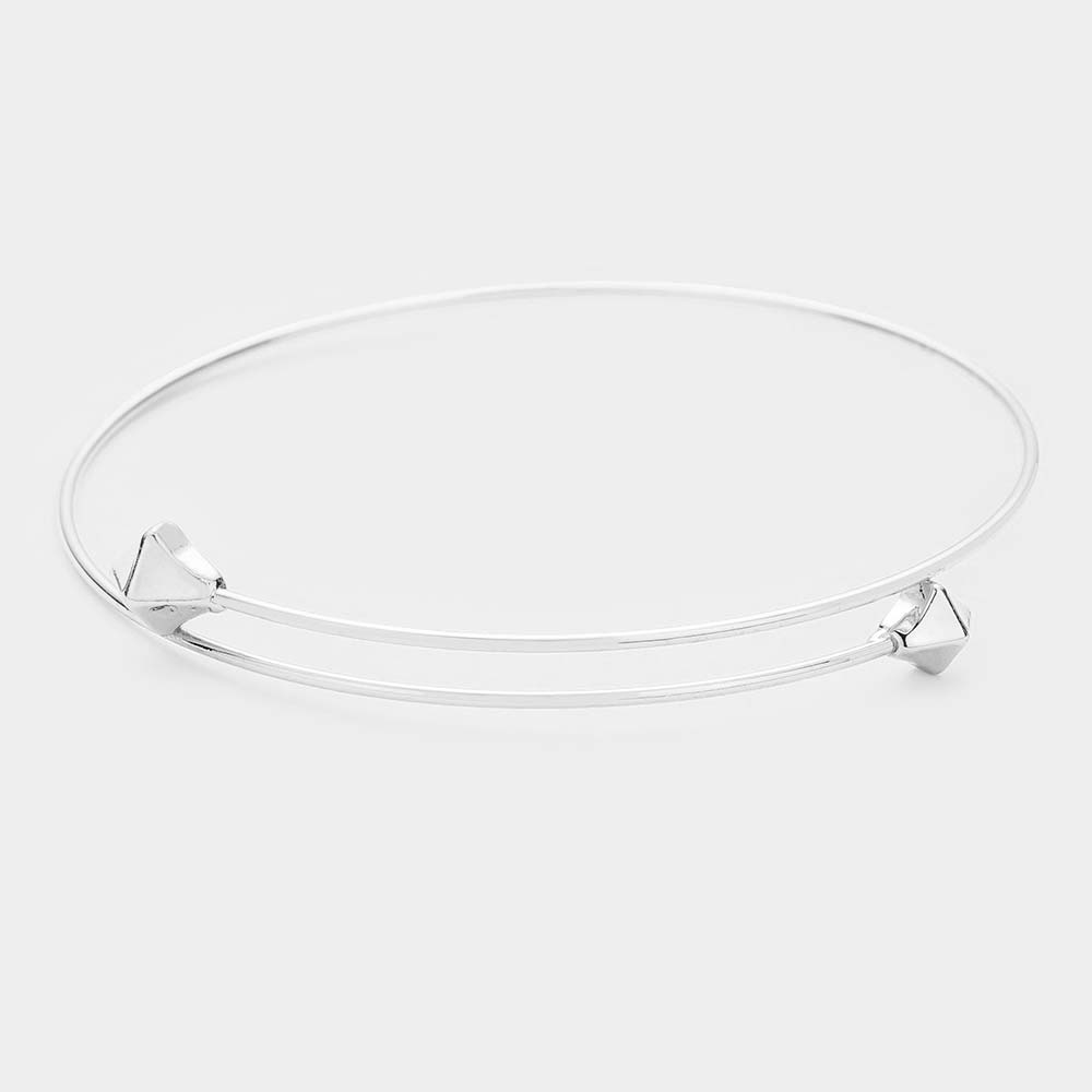 Madeline Love Rhodium White Gold Dipped Metal Rhombus End Bracelet - Bracelets