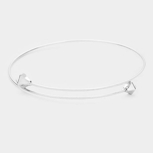 Madeline Love Rhodium White Gold Dipped Metal Rhombus End Bracelet - Bracelets