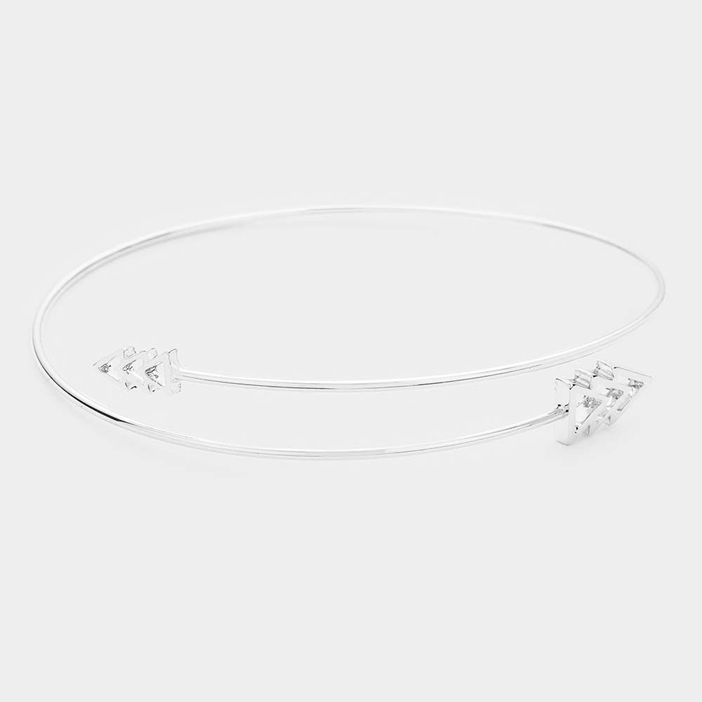 Madeline Love Rhodium White Gold Dipped Metal Triple Triangle End Bracelet - Bracelets