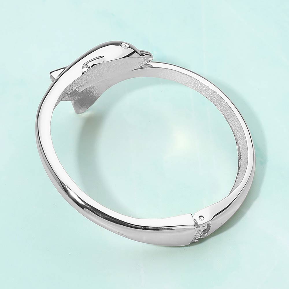 Madeline Love Silver Sleek Dolphin Hinged Bangle Bracelet - Bracelets - extra
