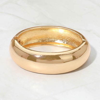 Madeline Love Gold Classic Metal Dome Hinged Bangle Bracelet - Bracelets