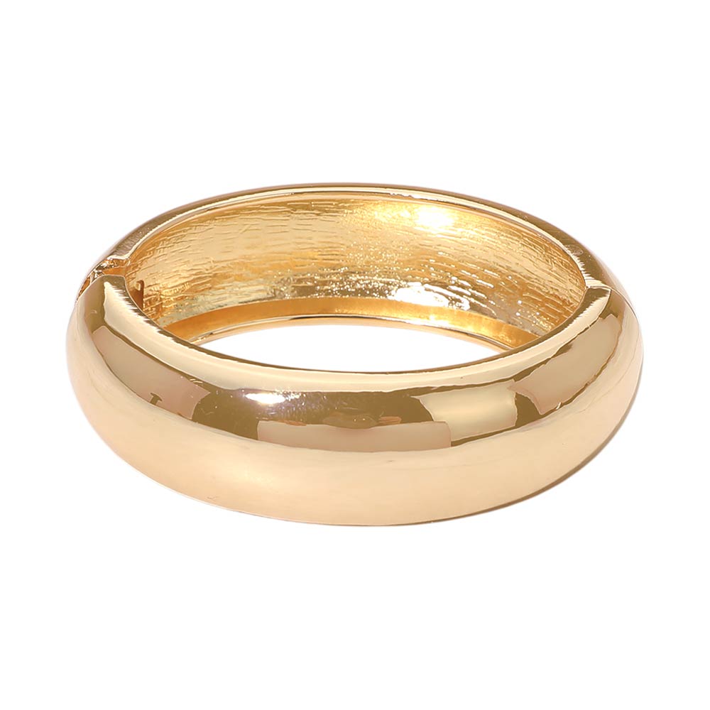 Madeline Love Gold Classic Metal Dome Hinged Bangle Bracelet - Bracelets - desc