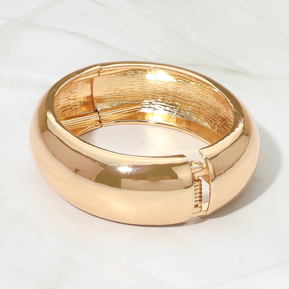 Madeline Love Gold Classic Metal Dome Hinged Bangle Bracelet - Bracelets - extra