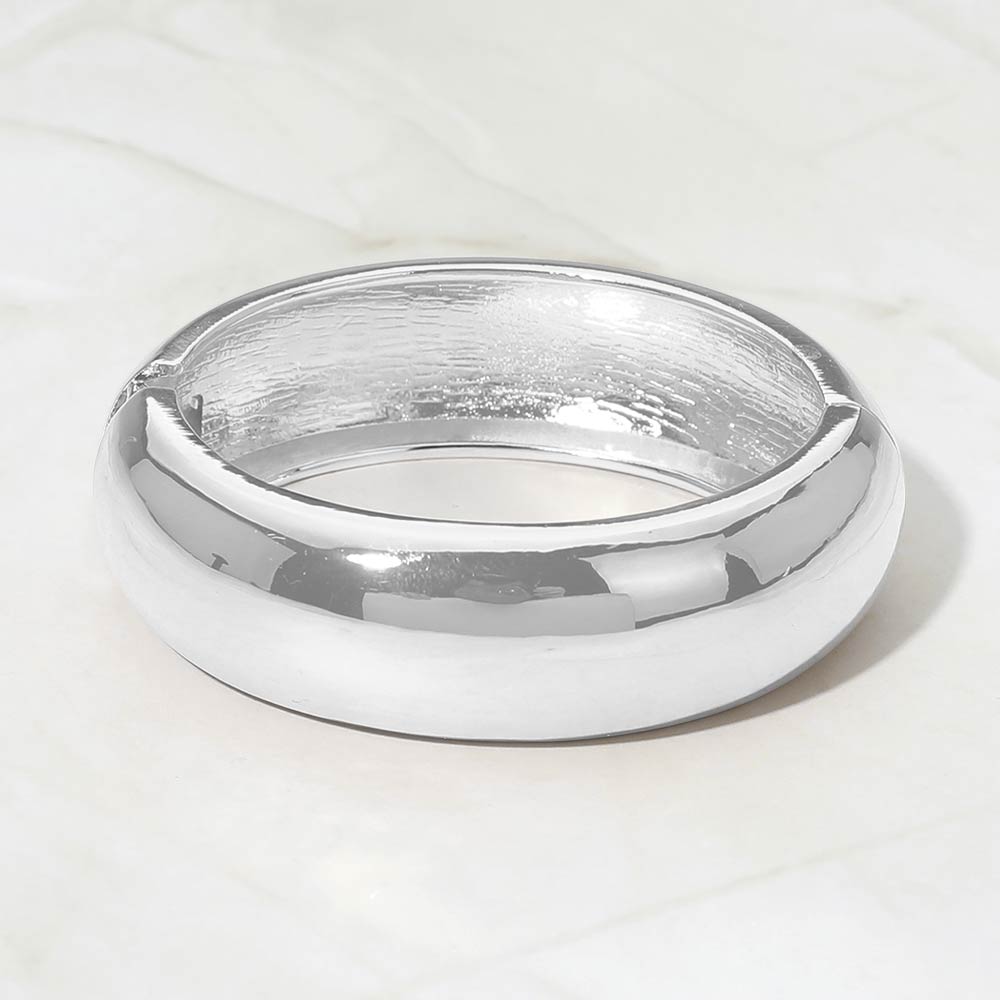 Madeline Love Silver Classic Metal Dome Hinged Bangle Bracelet - Bracelets