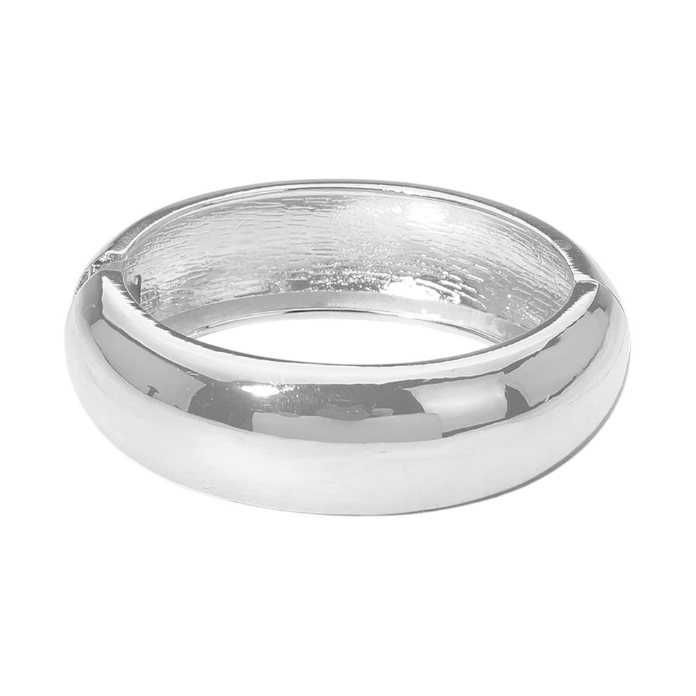 Madeline Love Silver Classic Metal Dome Hinged Bangle Bracelet - Bracelets - desc