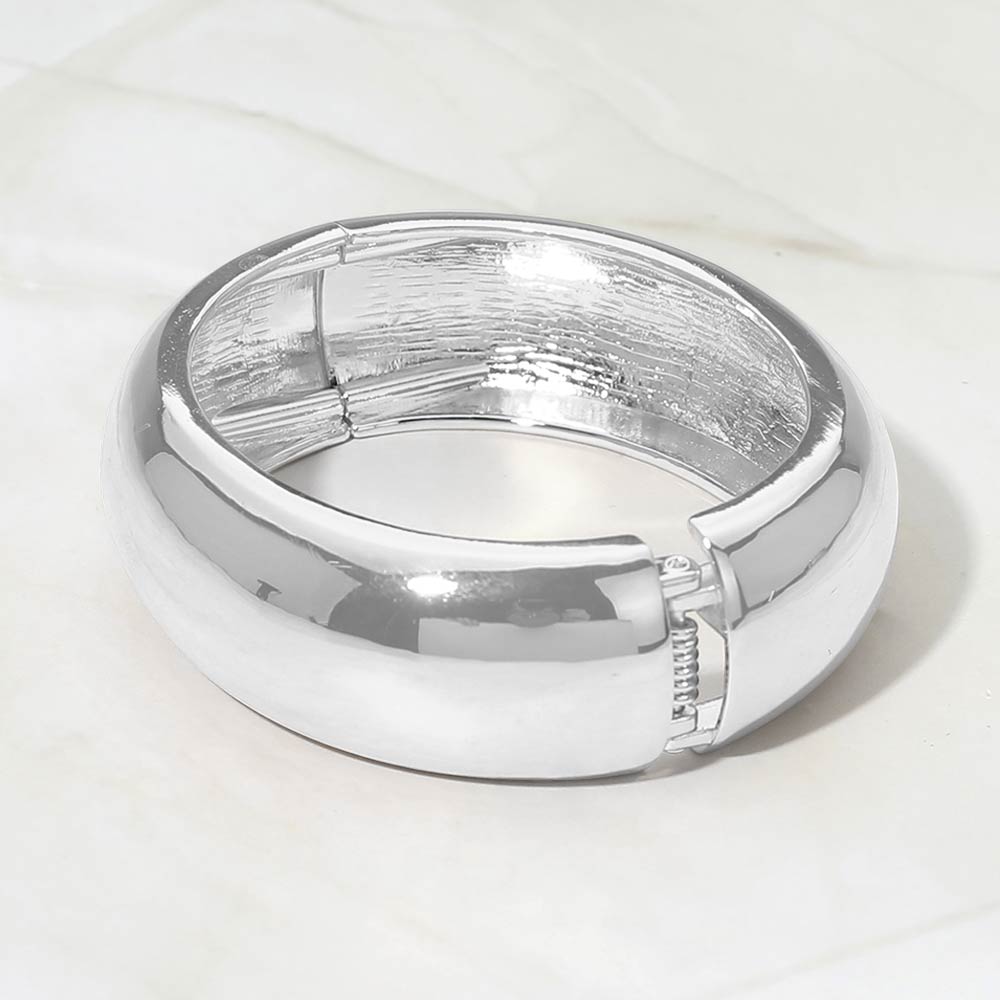 Madeline Love Silver Classic Metal Dome Hinged Bangle Bracelet - Bracelets - extra