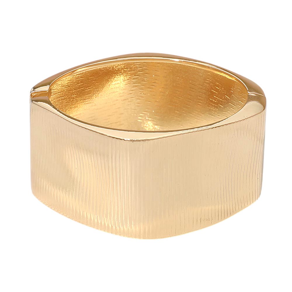 Madeline Love Gold Bold Ribbed Metal Hinged Bangle Bracelet - Bracelets - desc