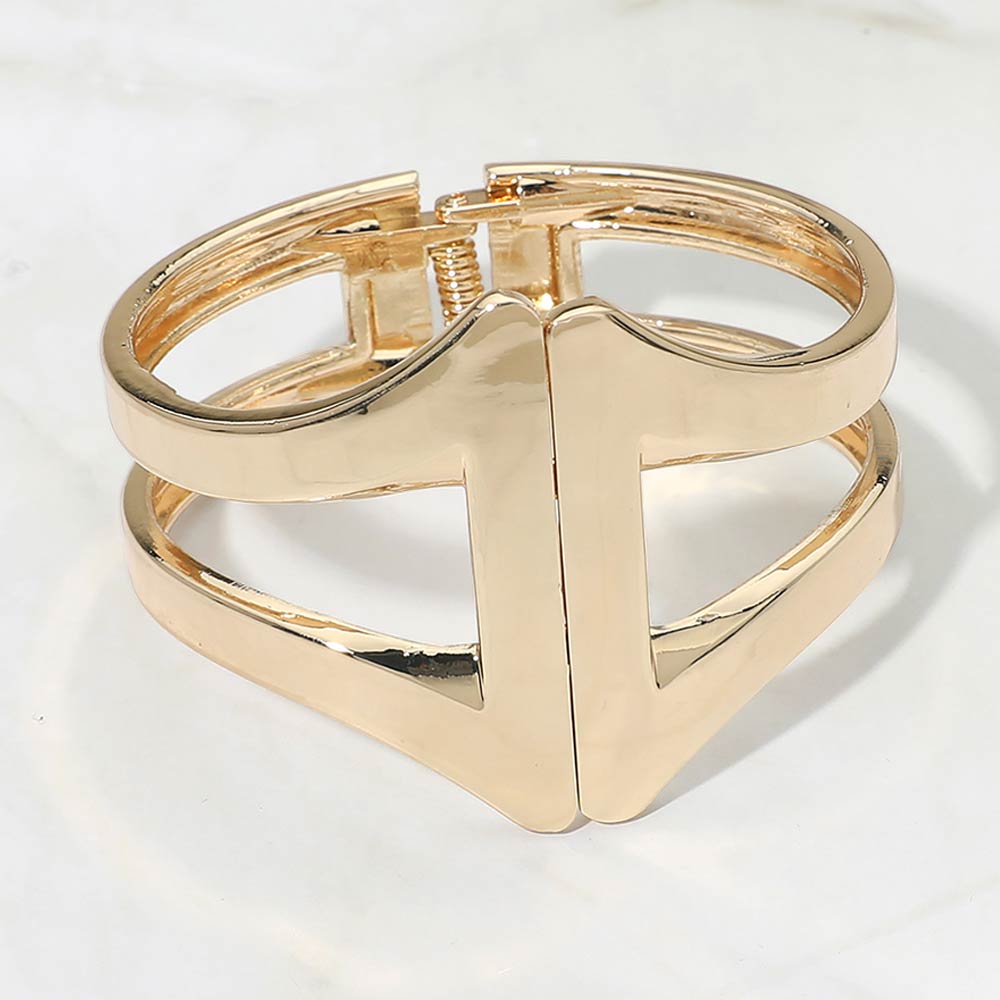 Madeline Love Gold Geometric Metal Hinged Bangle Bracelet - Bracelets