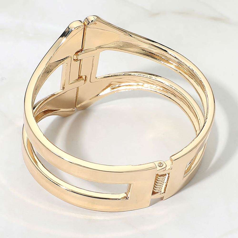 Madeline Love Gold Geometric Metal Hinged Bangle Bracelet - Bracelets - extra