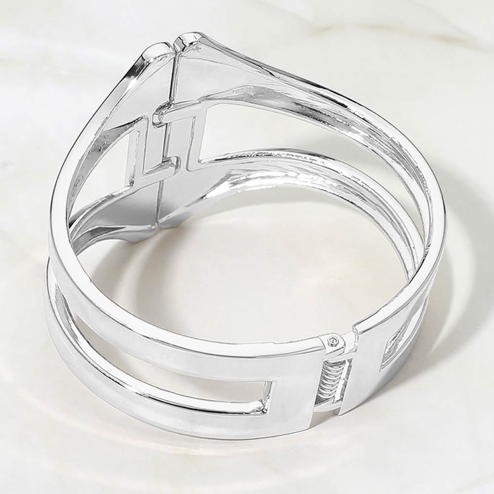 Madeline Love Silver Geometric Metal Hinged Bangle Bracelet - Bracelets - extra
