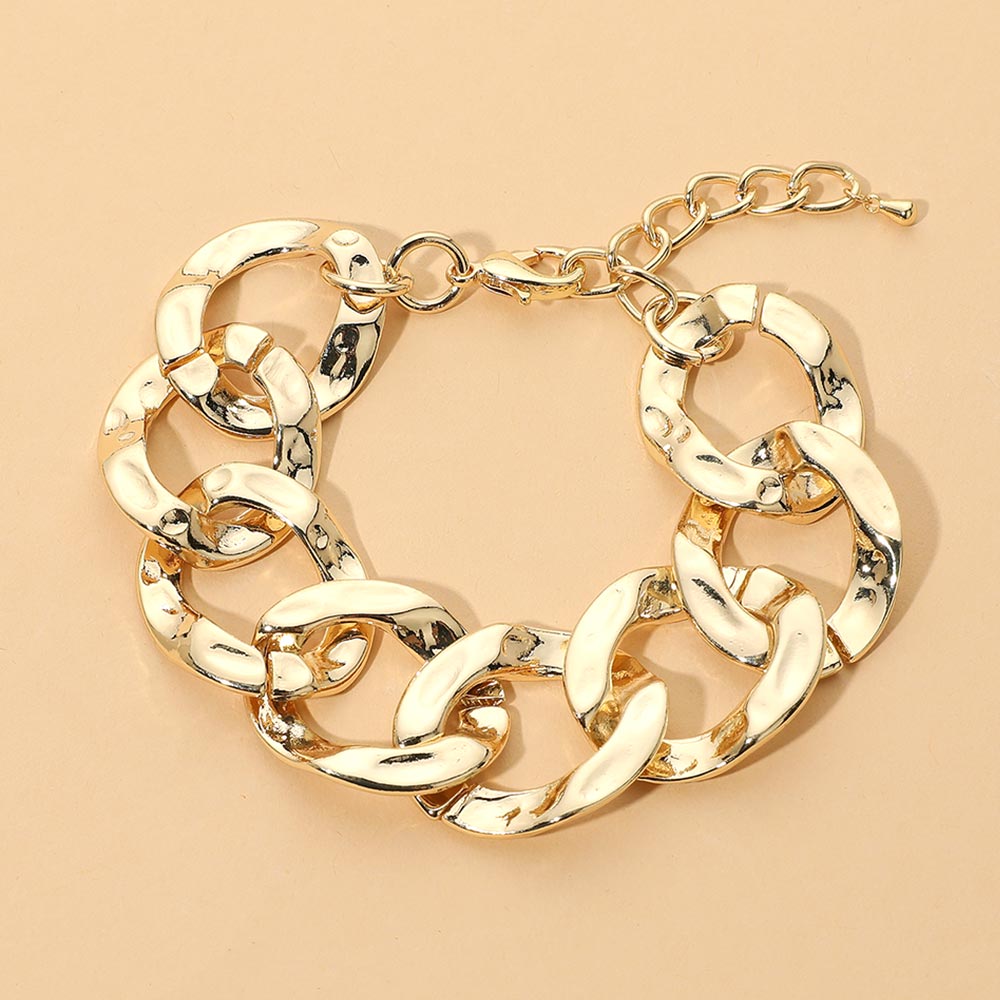Madeline Love Gold Chunky Hammered Metal Link Chain Bracelet