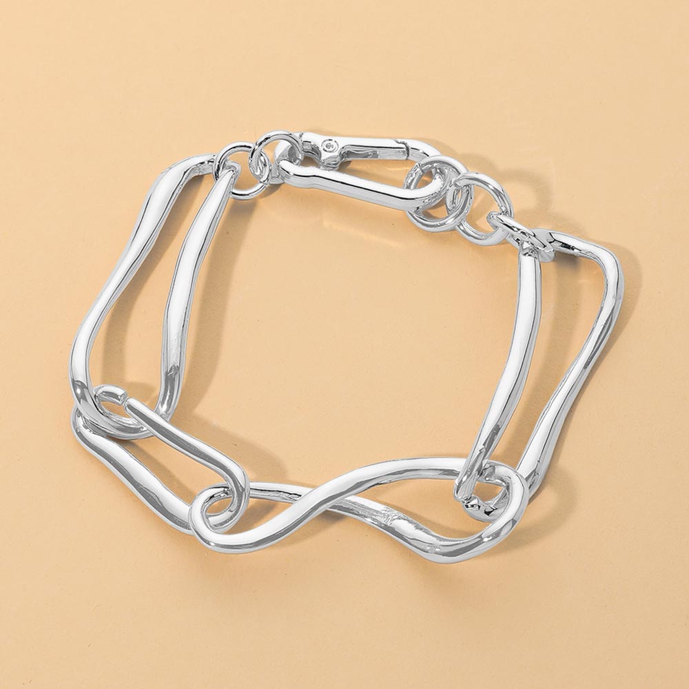 Madeline Love Rhodium Sculptural Link Statement Bracelet