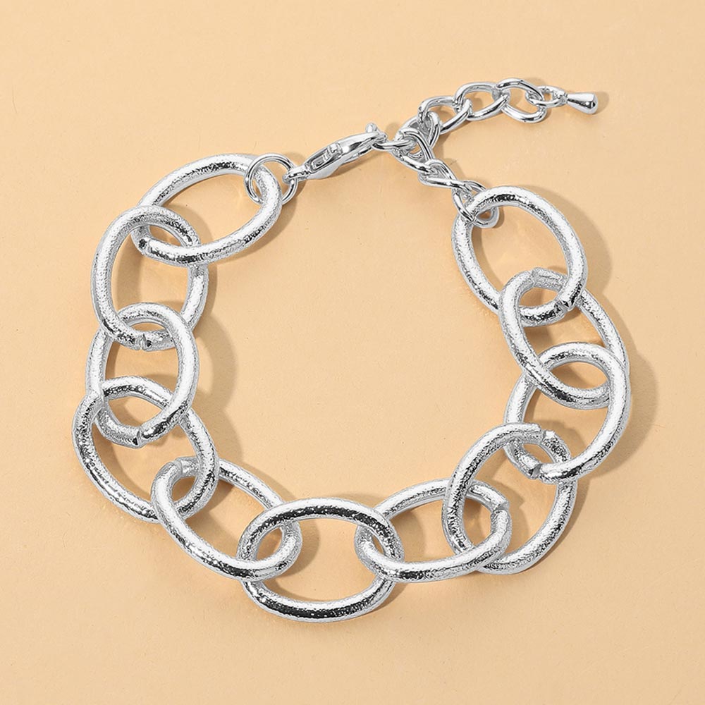 Madeline Love Rhodium Oversized Metal Oval Link Bracelet