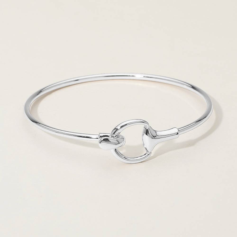 Madeline Love Rhodium Metal Hook Bangle Bracelet - Bracelets