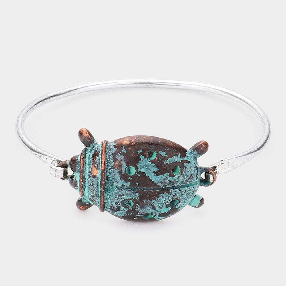Madeline Love Patina Verdigris Verdigris Metal Ladybug Bangle Bracelet - Bracelets
