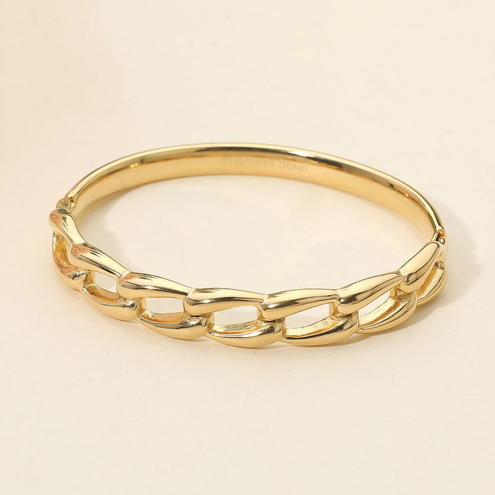 Madeline Love Gold Stainless Steel Chain Link Hinged Bangle Bracelet