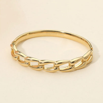 Madeline Love Gold Stainless Steel Chain Link Hinged Bangle Bracelet