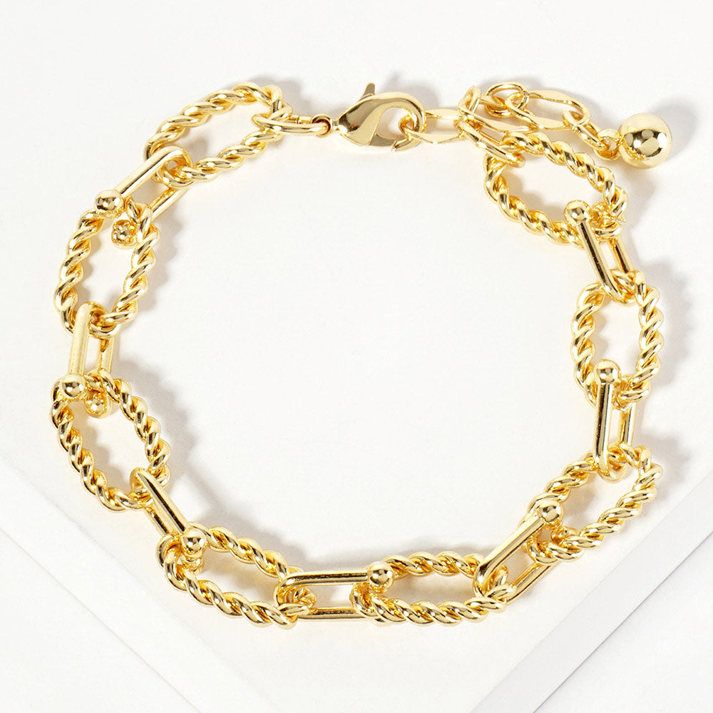 Madeline Love Gold Gold Dipped Textured Oval Link Chain Bracelet