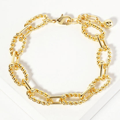 Madeline Love Gold Gold Dipped Textured Oval Link Chain Bracelet