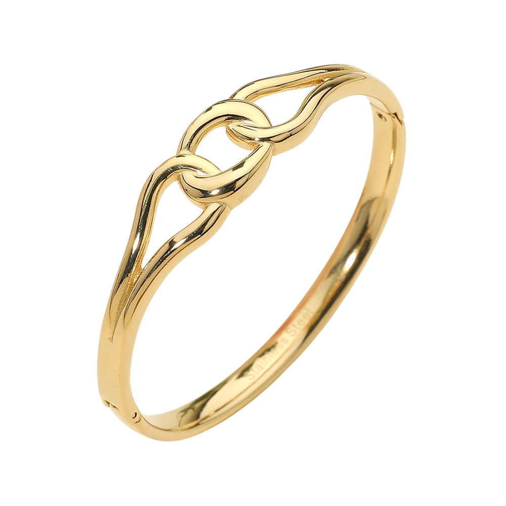 Madeline Love Gold Stainless Steel Twist Link Hinged Bangle Bracelet - Bracelets - desc