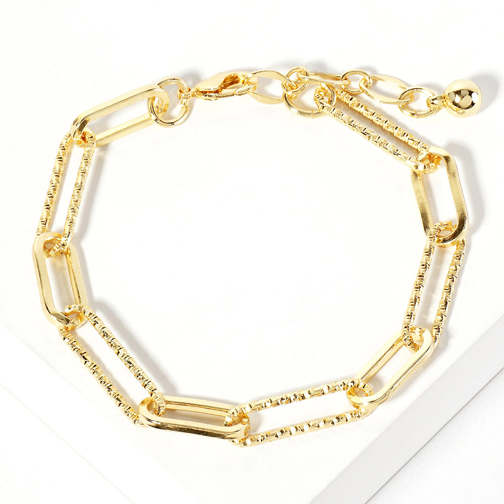 Madeline Love Gold Gold Dipped Textured Paperclip Chain Bracelet
