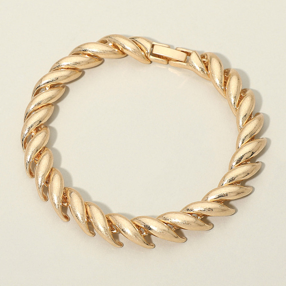 Madeline Love Worn Gold Twisted Metal Link Bracelet - Bracelets