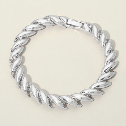 Madeline Love Worn Silver Twisted Metal Link Bracelet - Bracelets